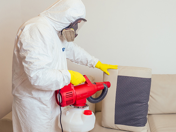 worker cleaning a biohazard